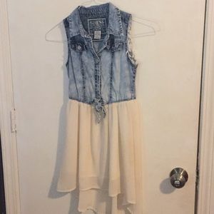 Jean dress with flappy silky bottom